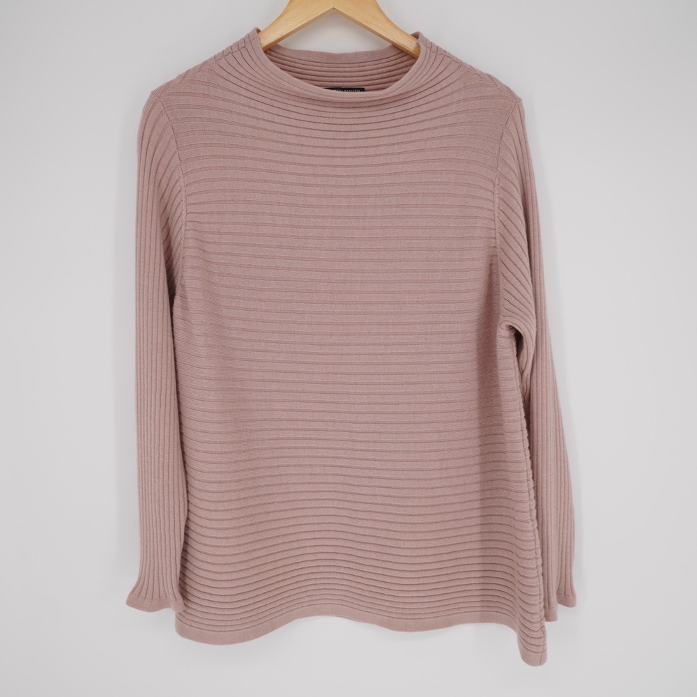 Eileen Fisher Extra Fine Merino Wool Ribbed Knit Sweater Womens XL Blush Pink